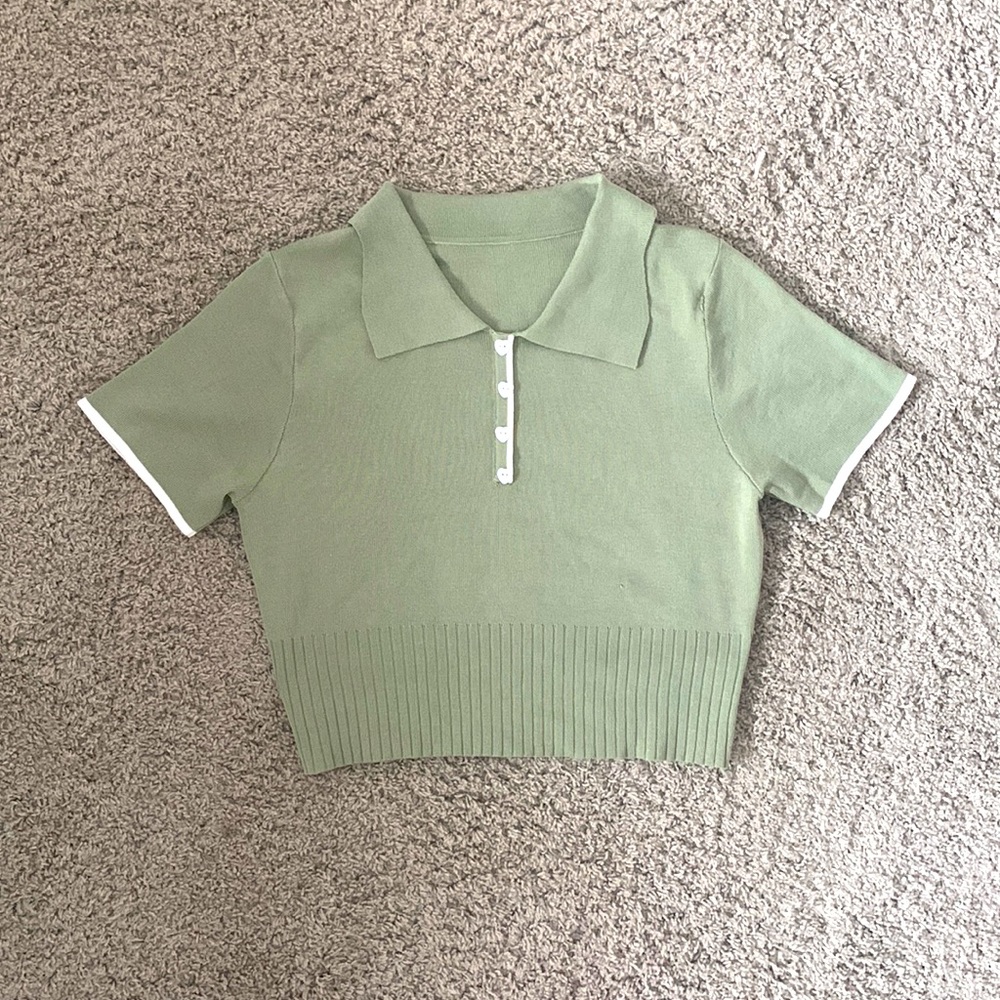 Green polo with heart buttons